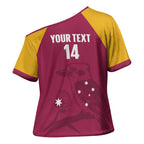 Custom Queensland Bowls Australia Cross Shoulder Shirt Go Champions QLD Kookaburra - Aussie Hoodie