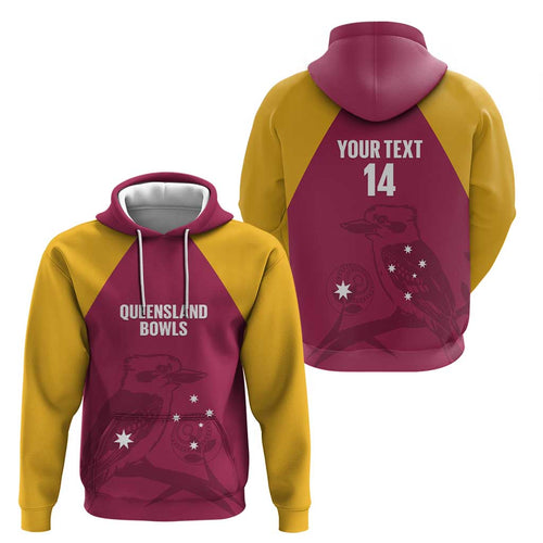 Custom Queensland Bowls Australia Hoodie Go Champions QLD Kookaburra - Aussie Hoodie