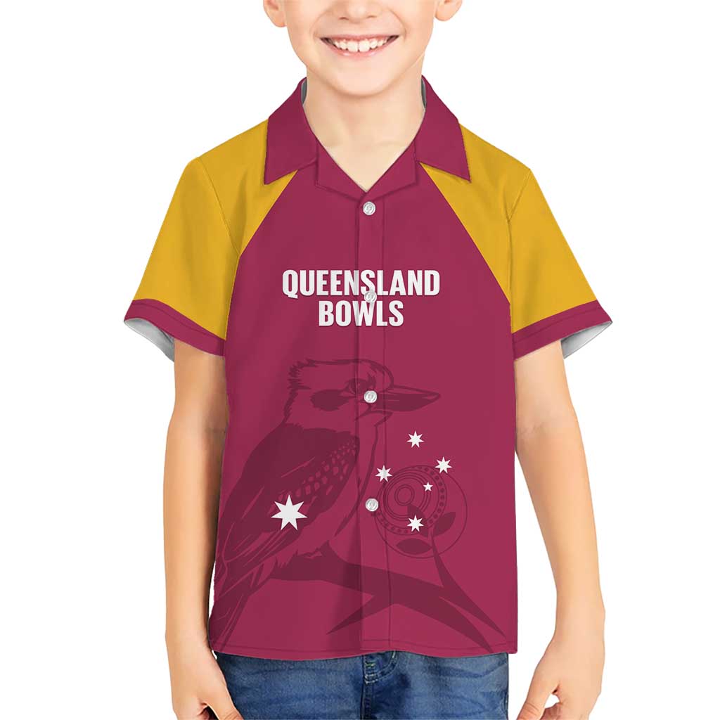 Custom Queensland Bowls Australia Kid Hawaiian Shirt Go Champions QLD Kookaburra - Aussie Hoodie