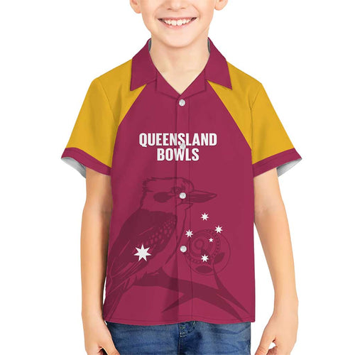 Custom Queensland Bowls Australia Kid Hawaiian Shirt Go Champions QLD Kookaburra - Aussie Hoodie