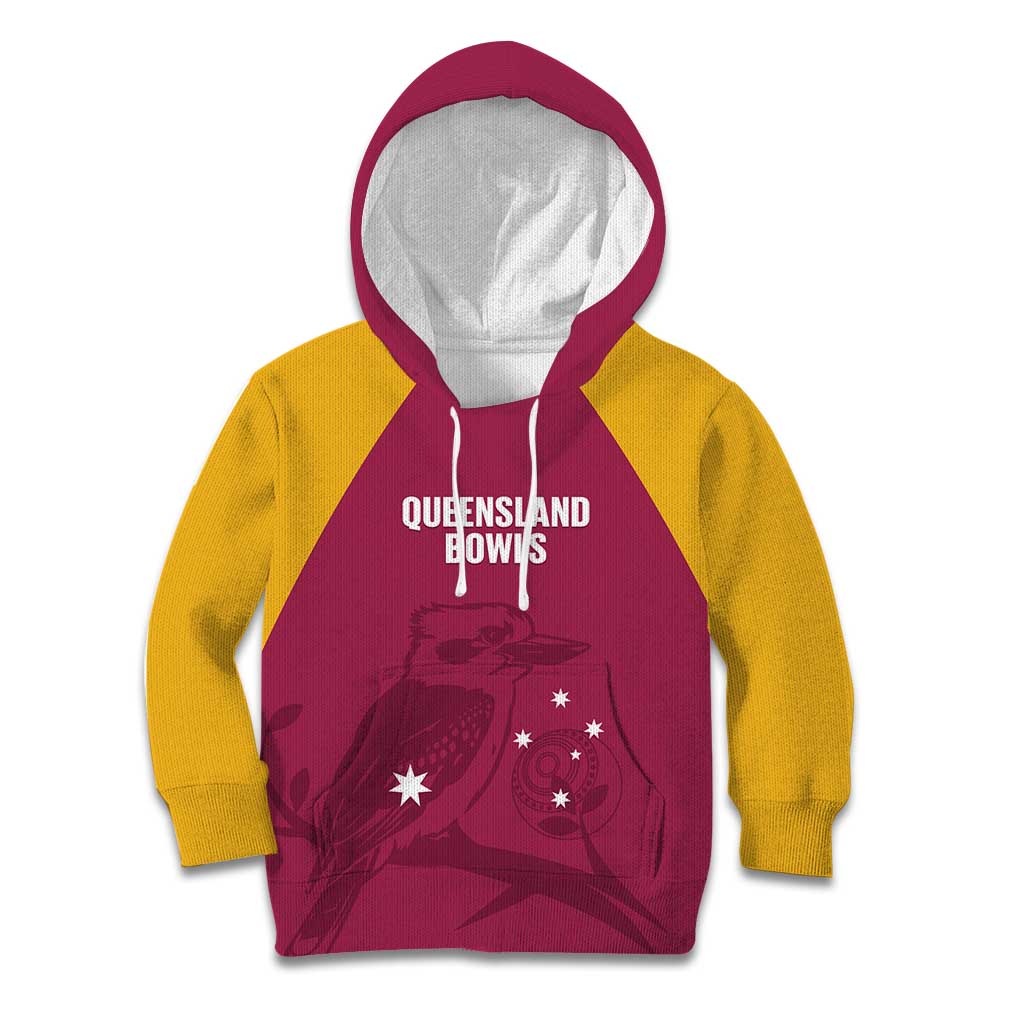 Custom Queensland Bowls Australia Kid Hoodie Go Champions QLD Kookaburra - undefined
