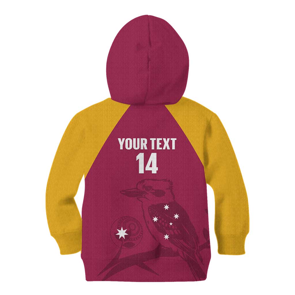 Custom Queensland Bowls Australia Kid Hoodie Go Champions QLD Kookaburra - undefined