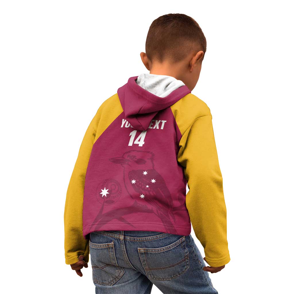 Custom Queensland Bowls Australia Kid Hoodie Go Champions QLD Kookaburra - undefined