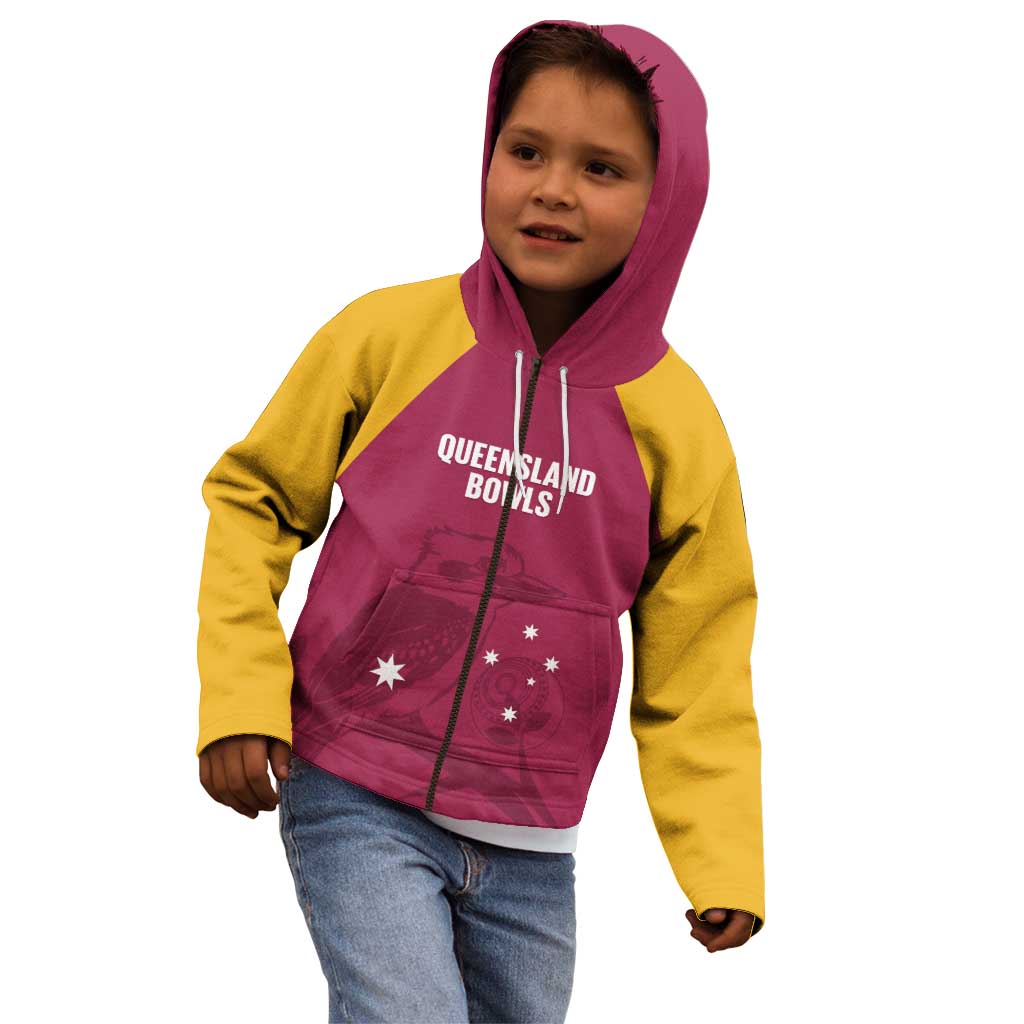 Custom Queensland Bowls Australia Kid Hoodie Go Champions QLD Kookaburra - undefined