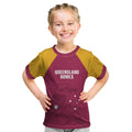 Custom Queensland Bowls Australia Kid T Shirt Go Champions QLD Kookaburra - Aussie Hoodie