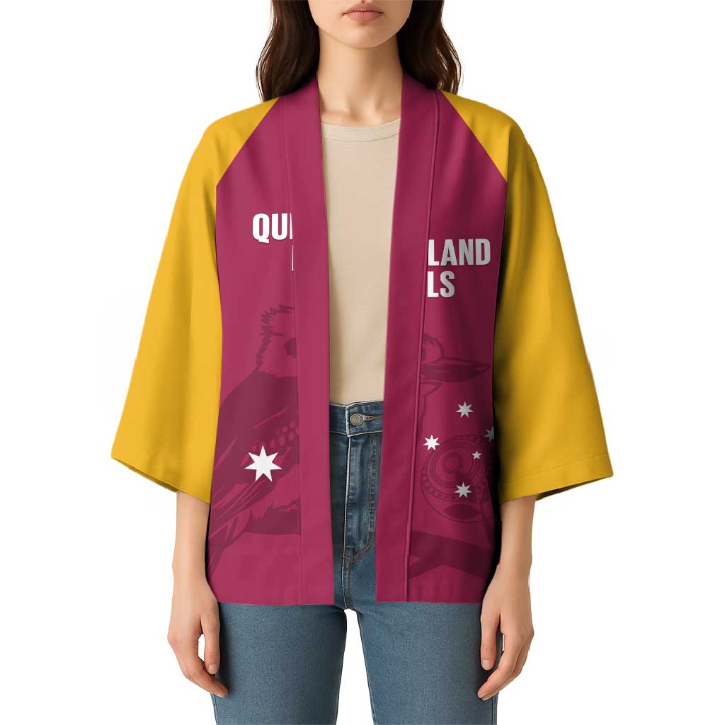 Custom Queensland Bowls Australia Kimono Go Champions QLD Kookaburra - Aussie Hoodie