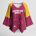 Custom Queensland Bowls Australia Kimono Sleeve Blouse Go Champions QLD Kookaburra - Aussie Hoodie