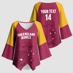 Custom Queensland Bowls Australia Kimono Sleeve Blouse Go Champions QLD Kookaburra - Aussie Hoodie