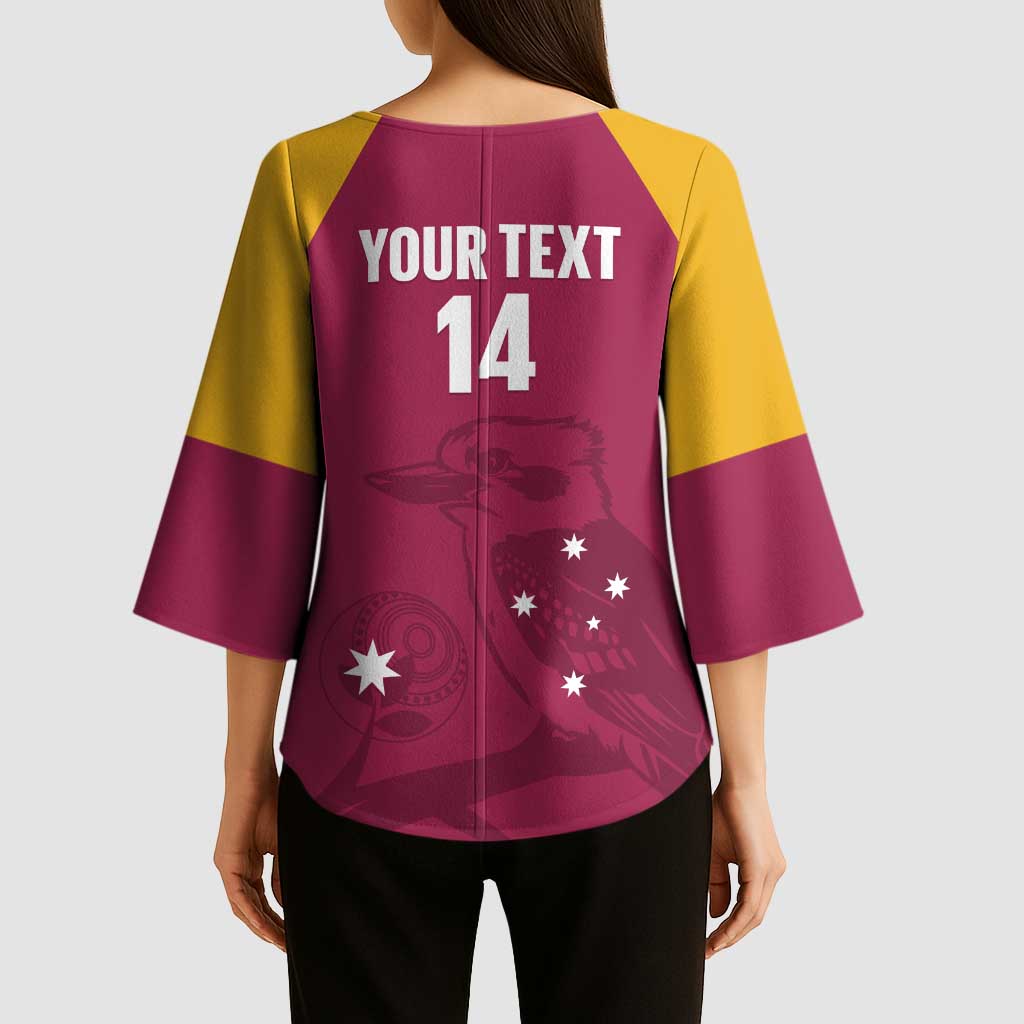 Custom Queensland Bowls Australia Kimono Sleeve Blouse Go Champions QLD Kookaburra - Aussie Hoodie