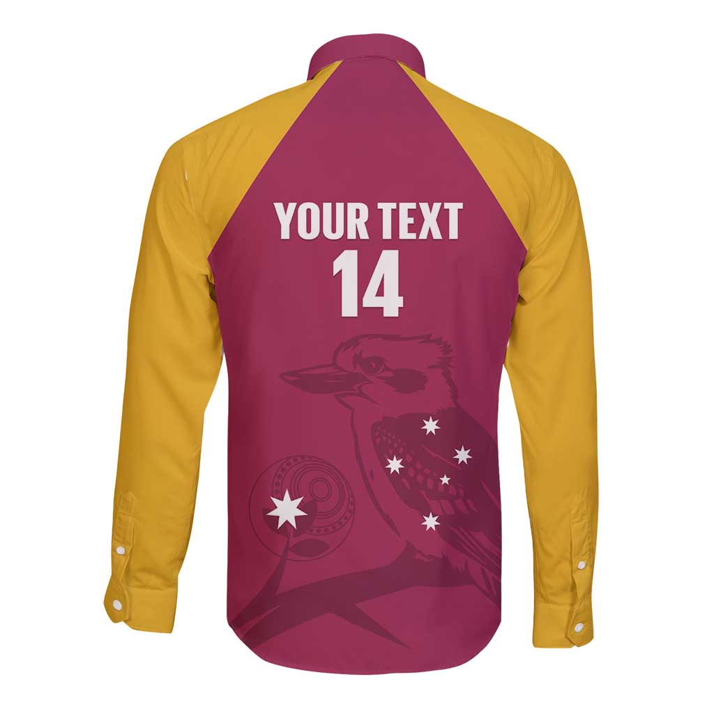 Custom Queensland Bowls Australia Long Sleeve Button Shirt Go Champions QLD Kookaburra - Aussie Hoodie