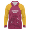 Custom Queensland Bowls Australia Long Sleeve Polo Shirt Go Champions QLD Kookaburra - Aussie Hoodie