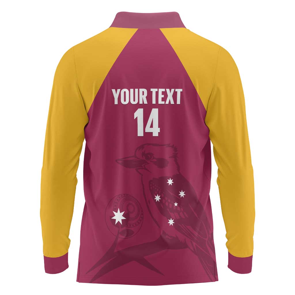 Custom Queensland Bowls Australia Long Sleeve Polo Shirt Go Champions QLD Kookaburra - Aussie Hoodie