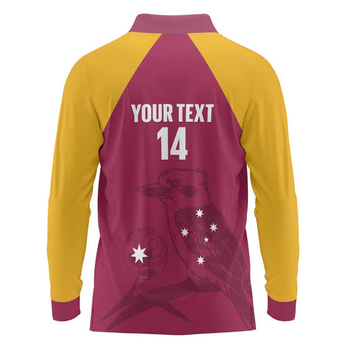 Custom Queensland Bowls Australia Long Sleeve Polo Shirt Go Champions QLD Kookaburra - Aussie Hoodie