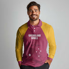 Custom Queensland Bowls Australia Long Sleeve Polo Shirt Go Champions QLD Kookaburra - Aussie Hoodie