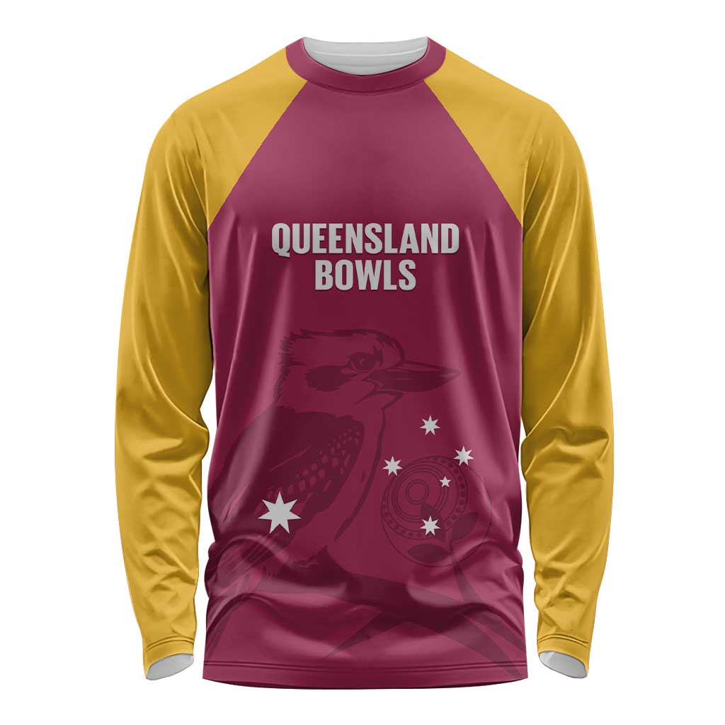 Custom Queensland Bowls Australia Long Sleeve Shirt Go Champions QLD Kookaburra - Aussie Hoodie