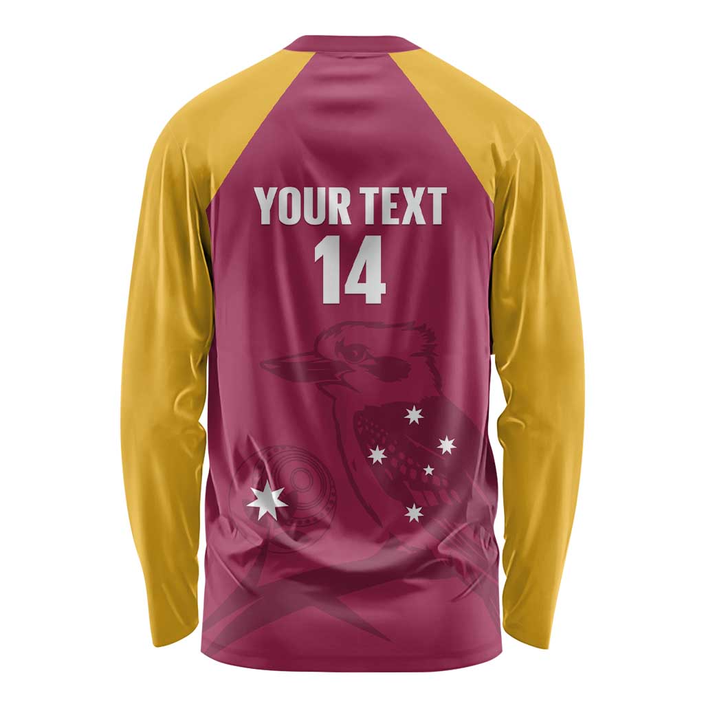 Custom Queensland Bowls Australia Long Sleeve Shirt Go Champions QLD Kookaburra - Aussie Hoodie