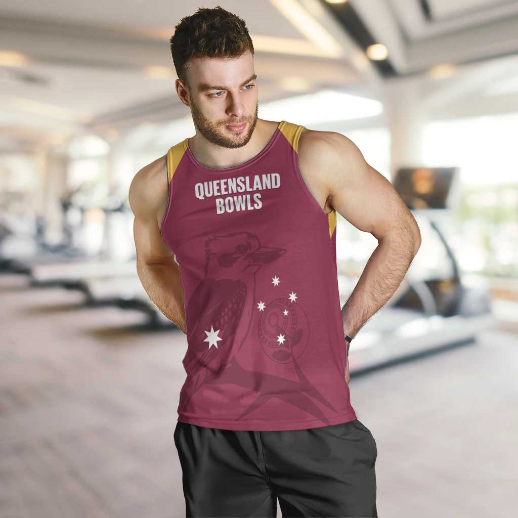 Custom Queensland Bowls Australia Men Tank Top Go Champions QLD Kookaburra - Aussie Hoodie