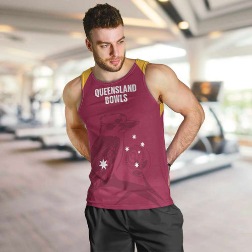 Custom Queensland Bowls Australia Men Tank Top Go Champions QLD Kookaburra - Aussie Hoodie