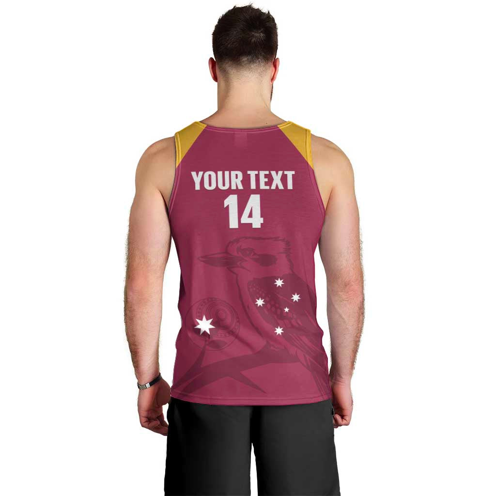 Custom Queensland Bowls Australia Men Tank Top Go Champions QLD Kookaburra - Aussie Hoodie
