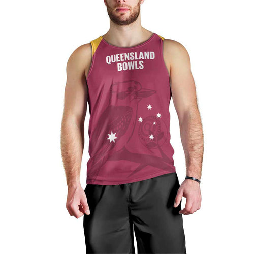 Custom Queensland Bowls Australia Men Tank Top Go Champions QLD Kookaburra - Aussie Hoodie