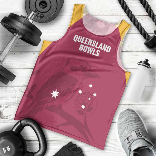 Custom Queensland Bowls Australia Men Tank Top Go Champions QLD Kookaburra - Aussie Hoodie