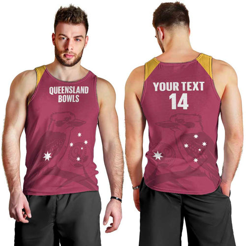 Custom Queensland Bowls Australia Men Tank Top Go Champions QLD Kookaburra - Aussie Hoodie
