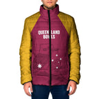 Custom Queensland Bowls Australia Padded Jacket Go Champions QLD Kookaburra - Aussie Hoodie