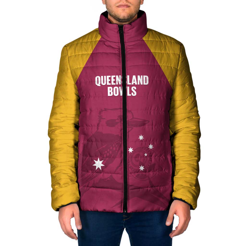 Custom Queensland Bowls Australia Padded Jacket Go Champions QLD Kookaburra - Aussie Hoodie
