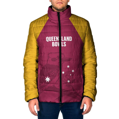 Custom Queensland Bowls Australia Padded Jacket Go Champions QLD Kookaburra - Aussie Hoodie