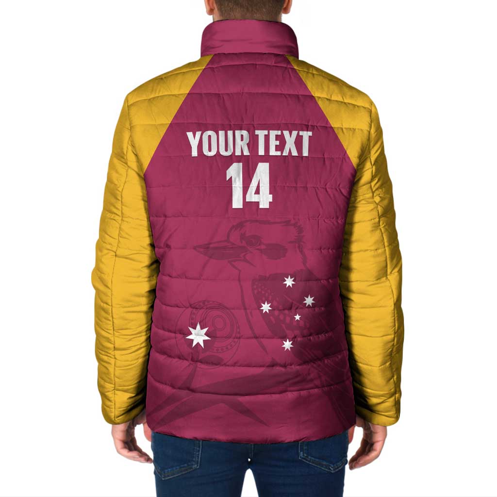 Custom Queensland Bowls Australia Padded Jacket Go Champions QLD Kookaburra - Aussie Hoodie
