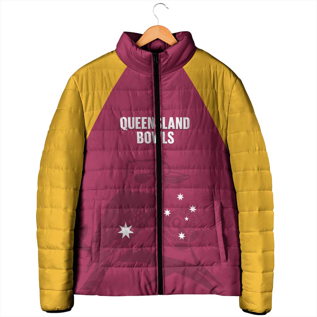 Custom Queensland Bowls Australia Padded Jacket Go Champions QLD Kookaburra - Aussie Hoodie