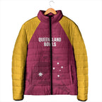 Custom Queensland Bowls Australia Padded Jacket Go Champions QLD Kookaburra - Aussie Hoodie