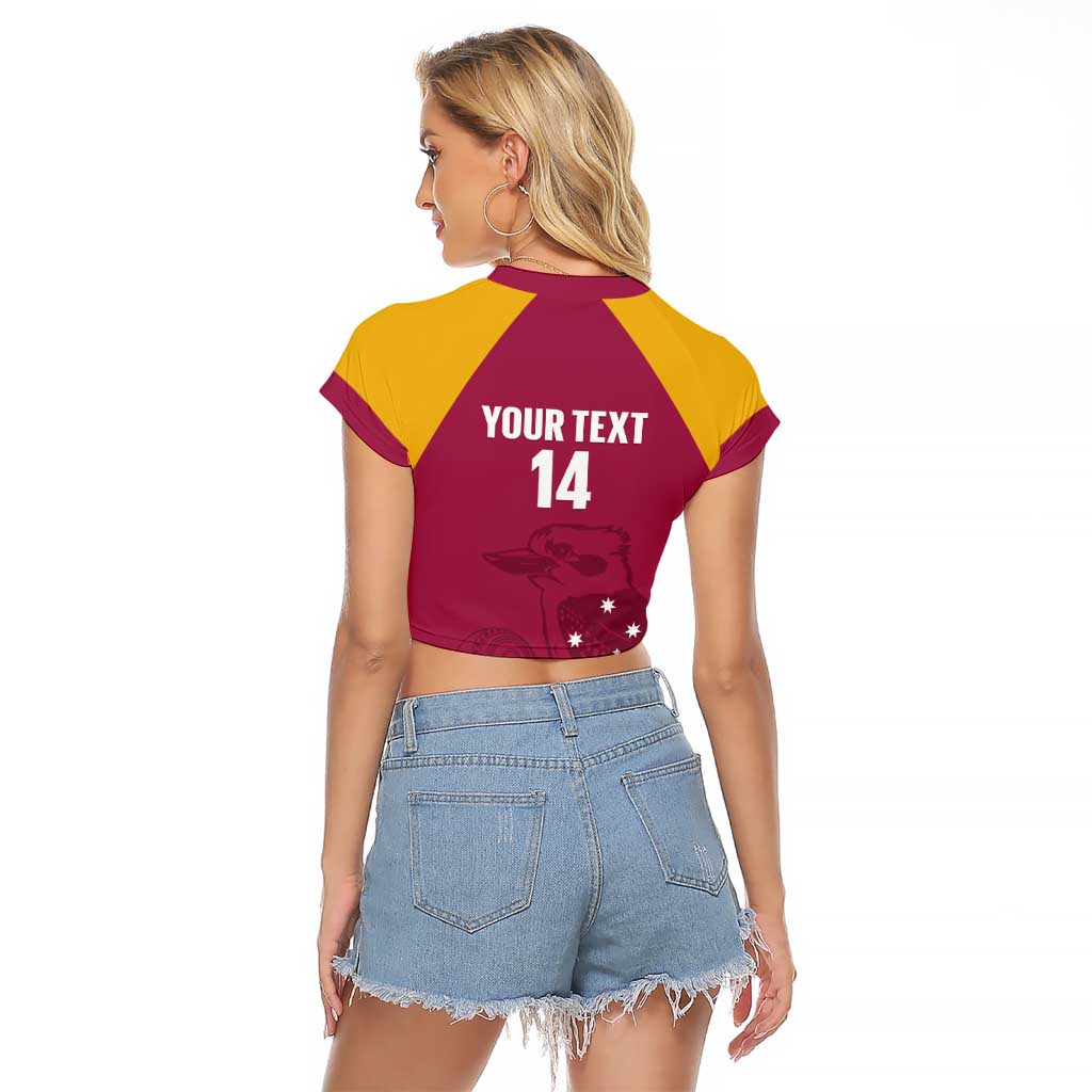 Custom Queensland Bowls Australia Raglan Cropped T Shirt Go Champions QLD Kookaburra - Aussie Hoodie