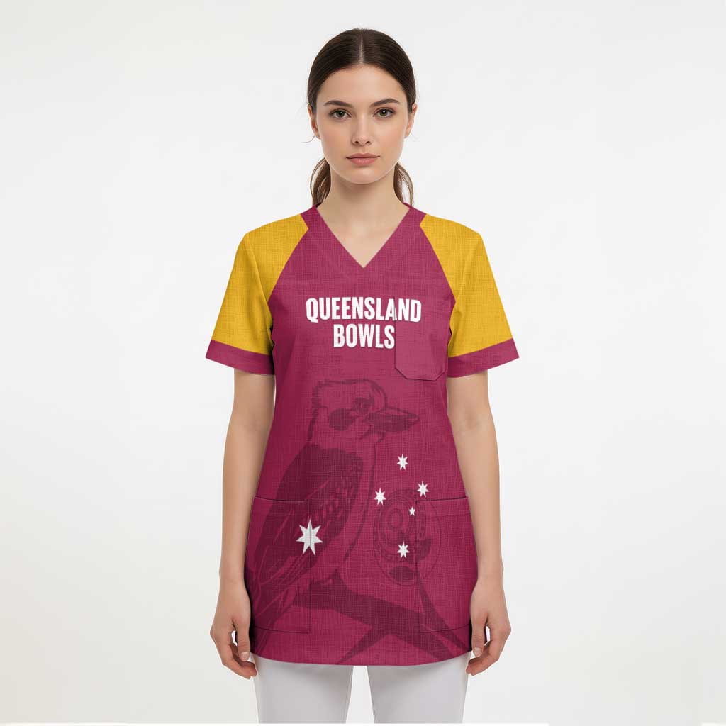 Custom Queensland Bowls Australia Scrub Top Go Champions QLD Kookaburra - Aussie Hoodie