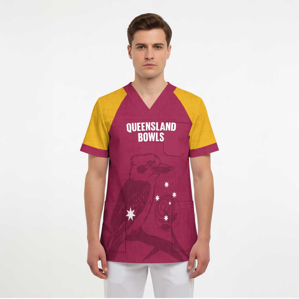 Custom Queensland Bowls Australia Scrub Top Go Champions QLD Kookaburra - Aussie Hoodie