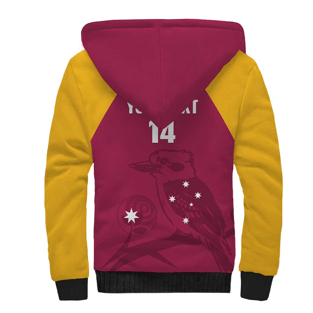 Custom Queensland Bowls Australia Sherpa Hoodie Go Champions QLD Kookaburra - Aussie Hoodie