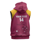 Custom Queensland Bowls Australia Sleeveless Hoodie Go Champions QLD Kookaburra - Aussie Hoodie