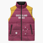 Custom Queensland Bowls Australia Sleeveless Puffer Jacket Go Champions QLD Kookaburra - Aussie Hoodie