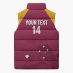 Custom Queensland Bowls Australia Sleeveless Puffer Jacket Go Champions QLD Kookaburra - Aussie Hoodie