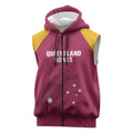 Custom Queensland Bowls Australia Sleeveless Zip Hoodie Go Champions QLD Kookaburra LT14