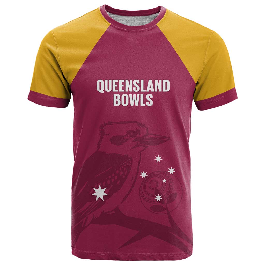 Custom Queensland Bowls Australia T Shirt Go Champions QLD Kookaburra - Aussie Hoodie