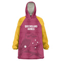 Custom Queensland Bowls Australia Wearable Blanket Hoodie Go Champions QLD Kookaburra - Aussie Hoodie