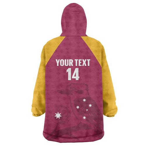 Custom Queensland Bowls Australia Wearable Blanket Hoodie Go Champions QLD Kookaburra - Aussie Hoodie