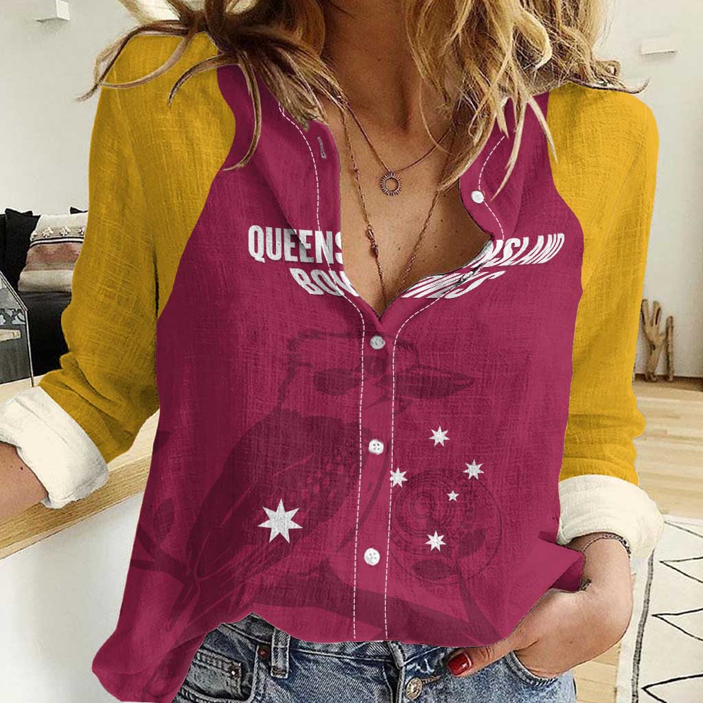 Custom Queensland Bowls Australia Women Casual Shirt Go Champions QLD Kookaburra - Aussie Hoodie