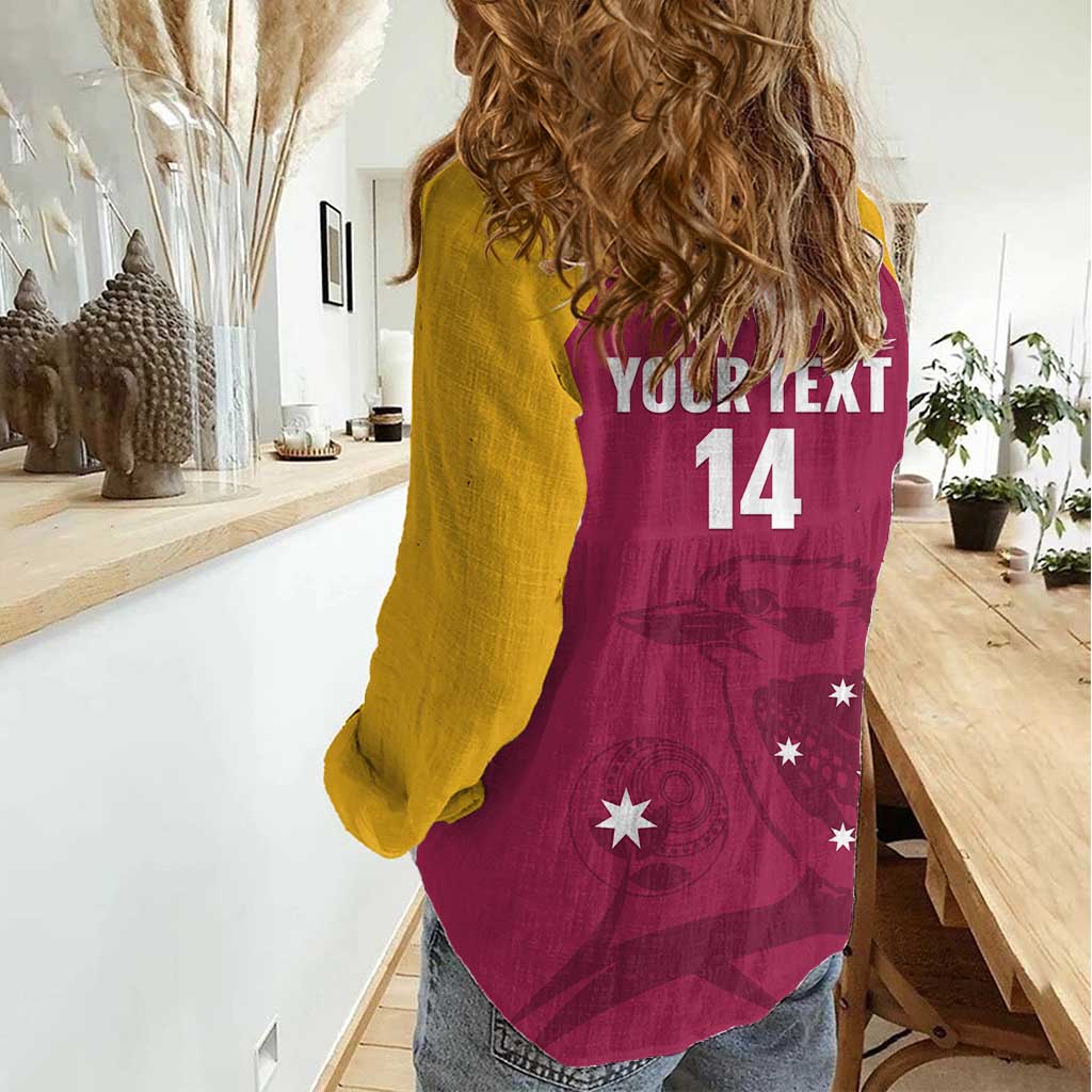 Custom Queensland Bowls Australia Women Casual Shirt Go Champions QLD Kookaburra - Aussie Hoodie