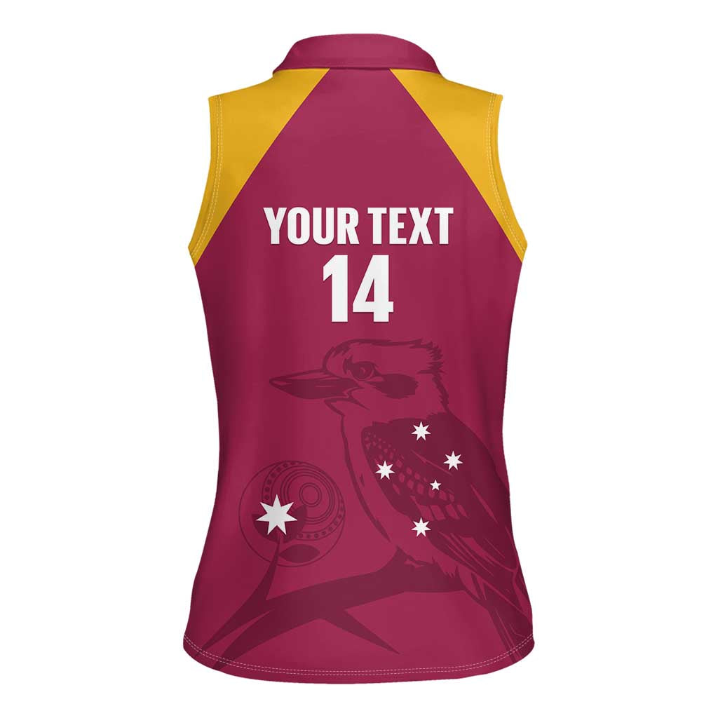 Custom Queensland Bowls Australia Women Sleeveless Polo Shirt Go Champions QLD Kookaburra - Aussie Hoodie
