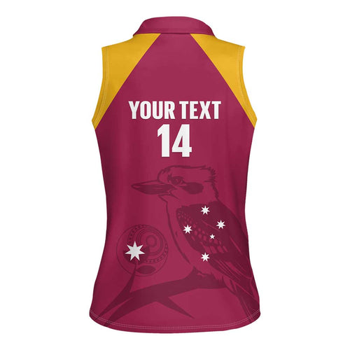 Custom Queensland Bowls Australia Women Sleeveless Polo Shirt Go Champions QLD Kookaburra - Aussie Hoodie