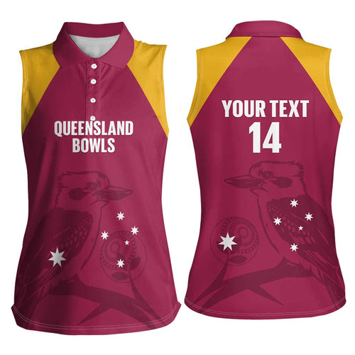Custom Queensland Bowls Australia Women Sleeveless Polo Shirt Go Champions QLD Kookaburra - Aussie Hoodie