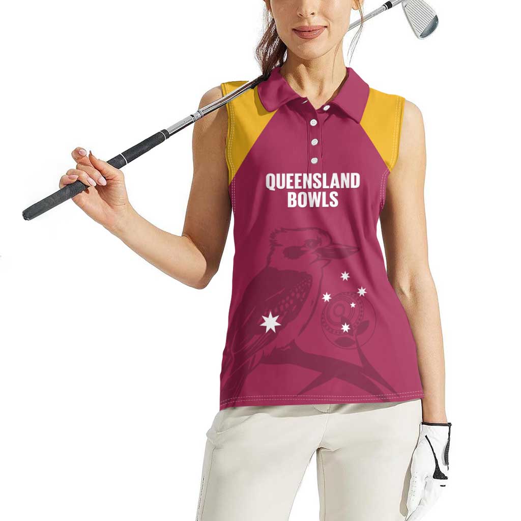Custom Queensland Bowls Australia Women Sleeveless Polo Shirt Go Champions QLD Kookaburra - Aussie Hoodie