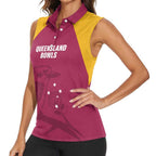 Custom Queensland Bowls Australia Women Sleeveless Polo Shirt Go Champions QLD Kookaburra - Aussie Hoodie